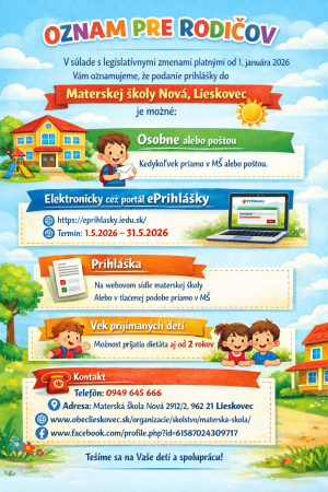 Príjímanie prihlášok do materskej školy 